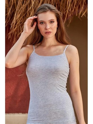 Tutku Kadın Gri Pamuklu Ribana Ip Askılı Atlet 6'lı Paket Esnek Kumaş Özelliği ile Rahat Kullanım