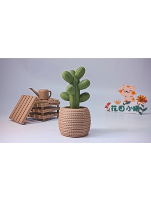 3D Snaxx Örgü Dokulu Dekoratif Kaktüs Biblo – Modern Minimal Masaüstü Obje – 7 x 7 x 12 cm