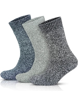 Gowith 3 Çift Norveç Tipi Yünlü Kalın Renkli Havlulu Güçlendirilmiş Kışlık Termal Erkek Çorap 6038