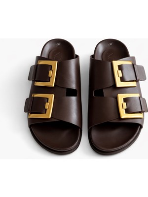 Nope21 Torino Kahverengi Hakiki Deri Terlik