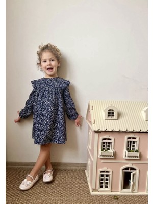 Minipeak Kids La'ciel Paris Omuz Detaylı Lacivert Elbise