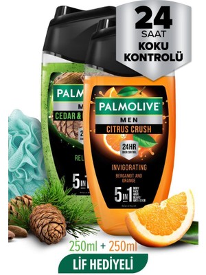 Palmolive Erkek Duş Jeli Seti 250 ml Sedir Ağacı ve Kakule Kokusu&bergamot ve Portakal Kokusu +Duş Lifi Hediye