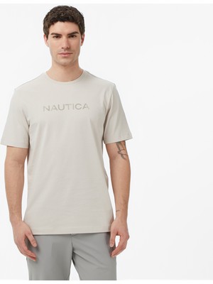 Nautica Erkek Bej Regular Fit Baskılı T-Shirt V65343T.1SC