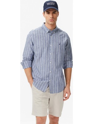Nautica Erkek Mavi Regular Fit Çizgili Gömlek W65492T.4VT