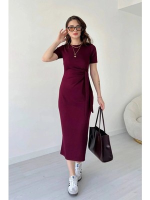 Lacase Yan Bağlamalı Modal Uzun Elbise.