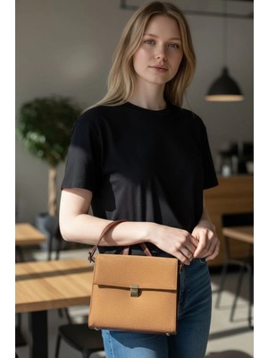 Glemix Nerasy Taba Süet Vintage Tasarım Kadın Omuz Çantası