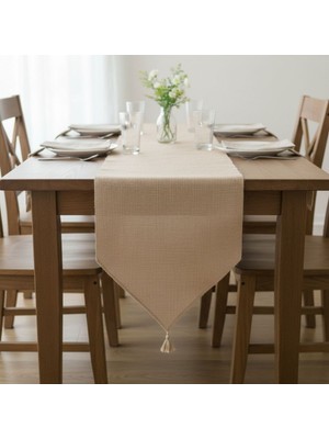 Dyris 50X200 cm Doğal Jüt Runner – Bohem & Rustik Dekoratif Masa Örtüsü, Püskül Detaylı Uzun Runner