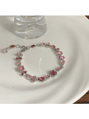 Gema Bileklik Pembe Taşlı