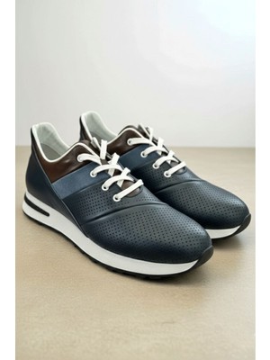 Zueofficial Hakiki Deri Lacivert Günlük Casual Erkek Ayakkabı