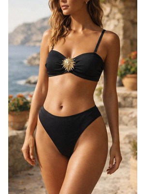 Kadın Silverline Aksesuarlı Bikini Takımı Siyah