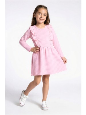Modanino Kız Çocuk Elbise-Otoman Kumaş-Fırfır Detaylı 6-10 Yaş 12535