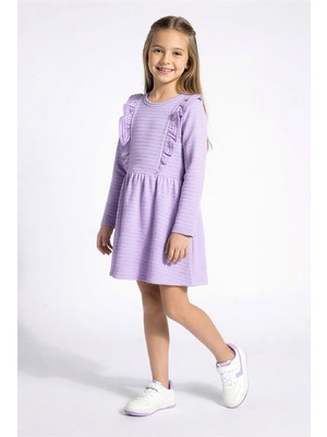 Modanino Kız Çocuk Elbise-Otoman Kumaş-Fırfır Detaylı 6-10 Yaş 12535