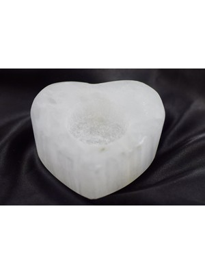 Doğaltaş Selenit Kalp Mumluk
