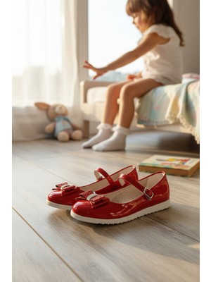 Enoch Kız Çocuk Işıltılı Fiyonk Tasarımlı Klasik Babet