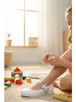 Enoch Kız Çocuk Ince Bantlı ve Taş Detaylı Babet