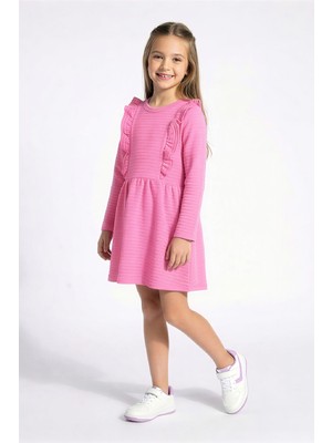 Modanino Kız Çocuk Elbise-Otoman Kumaş-Fırfır Detaylı 6-10 Yaş 12535