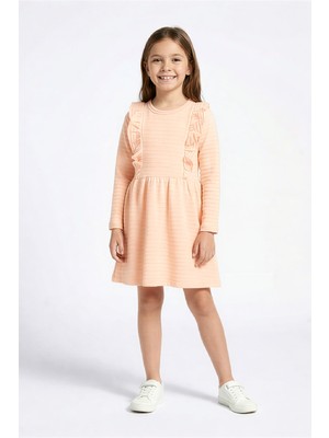 Modanino Kız Çocuk Elbise-Otoman Kumaş-Fırfır Detaylı 6-10 Yaş 12535
