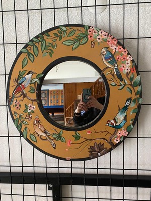 Ahşabın Ruhu Ahşap Boyama Dekoratif Yuvarlak Ayna