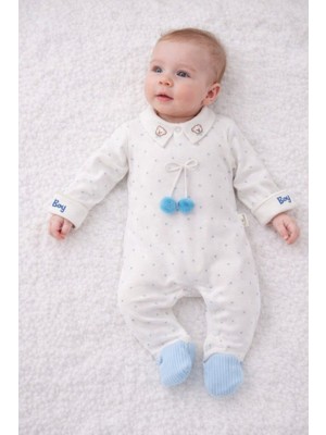 My Baby Kumsal CAYZEN Erkek Bebek Şapkalı Tulum 2li Set  0 - 3 ay 1097