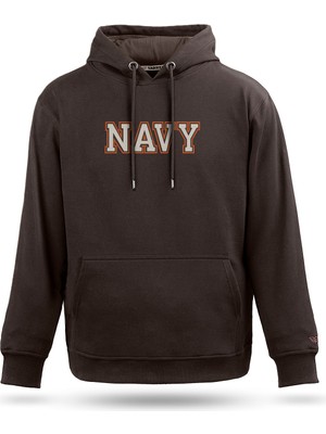 Tarrzzcom Unisex Denizci Tasarım Kapşonlu Sweathirt %100 Pamuk 3 Iplik Kanguru Cepli Hoodie