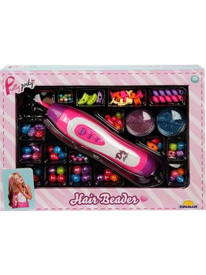 LunaDefano Kız Çocuk Saç Boncuk Makinesi Saç Tasarım Seti Renkli Boncuklu 3+