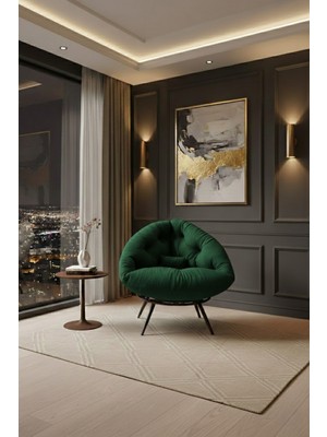 AVYNA Arvıon™ Exclusive Lounge Tekli Koltuk Berjer | Tv & Dinlenme Koltuğu | Yastıklı & Minderli - Yeşil