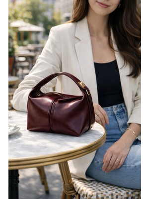 Nevalia Kadın  Bordo El ve Omuz Çantası – Ayarlanabilir Omuz Askılı, Fermuarlı Şık Günlük Çanta