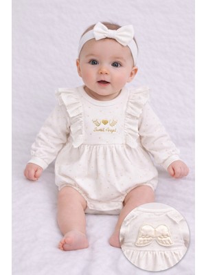 My Baby Kumsal CAYZEN Angel Nakışlı Kız Romper Melek Kanatlı Bandanalı 6 - 9 ay 1123