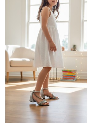 Enoch Kız Çocuk Işıltılı ve Taş Işlemeli Topuklu Ayakkabı