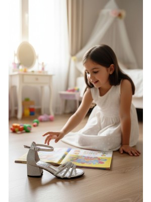 Enoch Kız Çocuk Prenses Model Bilekten Bağlamalı Topuklu Ayakkabı