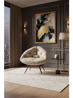 AVYNA Korvesa™ Exclusive Lounge Tekli Koltuk Berjer | Premium Tv & Dinlenme Koltuğu | Ithal Kumaş - Krem