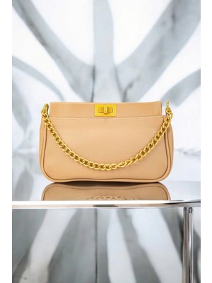 Glemix Patricia Vizon Kilit Kapamalı Zincir Detaylı Kadın El Kol ve Omuz Çantası