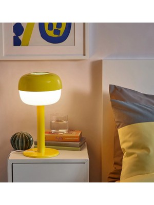 IKEA Quality Başucu Gece Lambası Abajur Yükseklik 36 cm Masa Lambası Ayaklı Lamba Sarı Renk