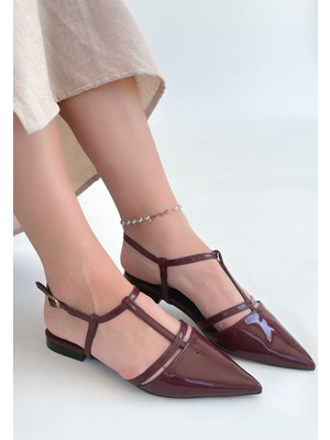 DMR Elegance Canca Bordo Rugan Babet Ayakkabı