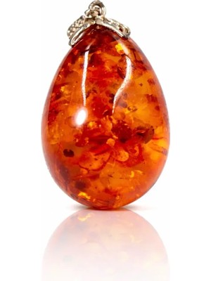 Doğaltaş Damla Kehribar Gümüş Kolye