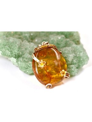 Doğaltaş Kehribar Gümüş Kolye