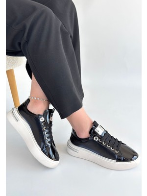 DMR Elegance Hley Siyah Rugan Paraşüt Detaylı Bağcıklı Spor Ayakkabı