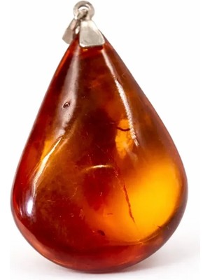 Doğaltaş Damla Kehribar Gümüş Kolye