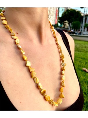 Doğaltaş Damla Kehribar Kolye (Sertifikalı Özel Seri)