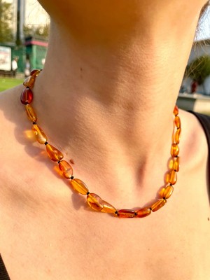 Doğaltaş Damla Kehribar Kolye (Sertifikalı Özel Seri)