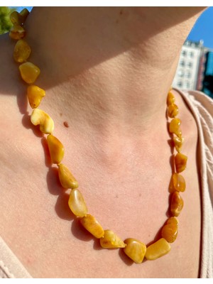 Doğaltaş Damla Kehribar Kolye (Sertifikalı Özel Seri)