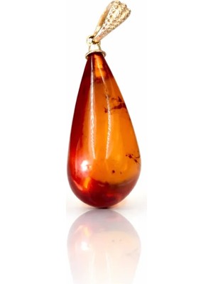 Doğaltaş Damla Kehribar Gümüş Kolye