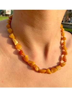 Doğaltaş Damla Kehribar Kolye (Sertifikalı Özel Seri)