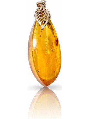 Doğaltaş Damla Kehribar Gümüş Kolye