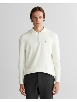 Gant Erkek Beyaz Relaxed Fit Fermuarlı Triko 8925351T.113
