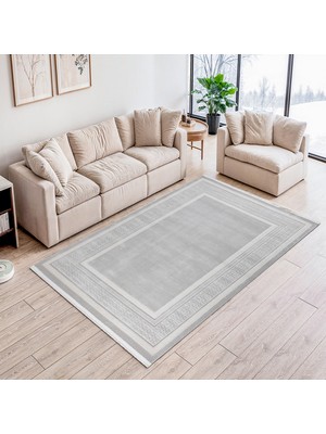 Oreyra Krem Bej Gri Elina Makine Dokuması Doğal Pamuk Taban Modern Salon Koridor Hol Oturma Çocuk Mutfak Halı Kilim Yolluk