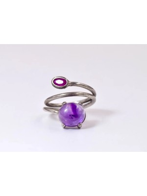 Doğaltaş Ametist ve Yakut Yüzük – Denge, Canlılık ve Aşk