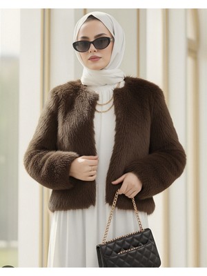 Modamorfo İçi Astarlı Kürklü Kaban -Kahve