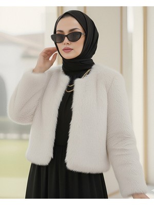 Modamorfo Içi Astarlı Kürklü Kaban -Krem