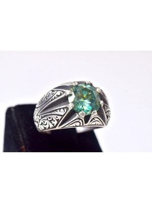 Doğaltaş Mavi Elmas Gümüş Yüzük